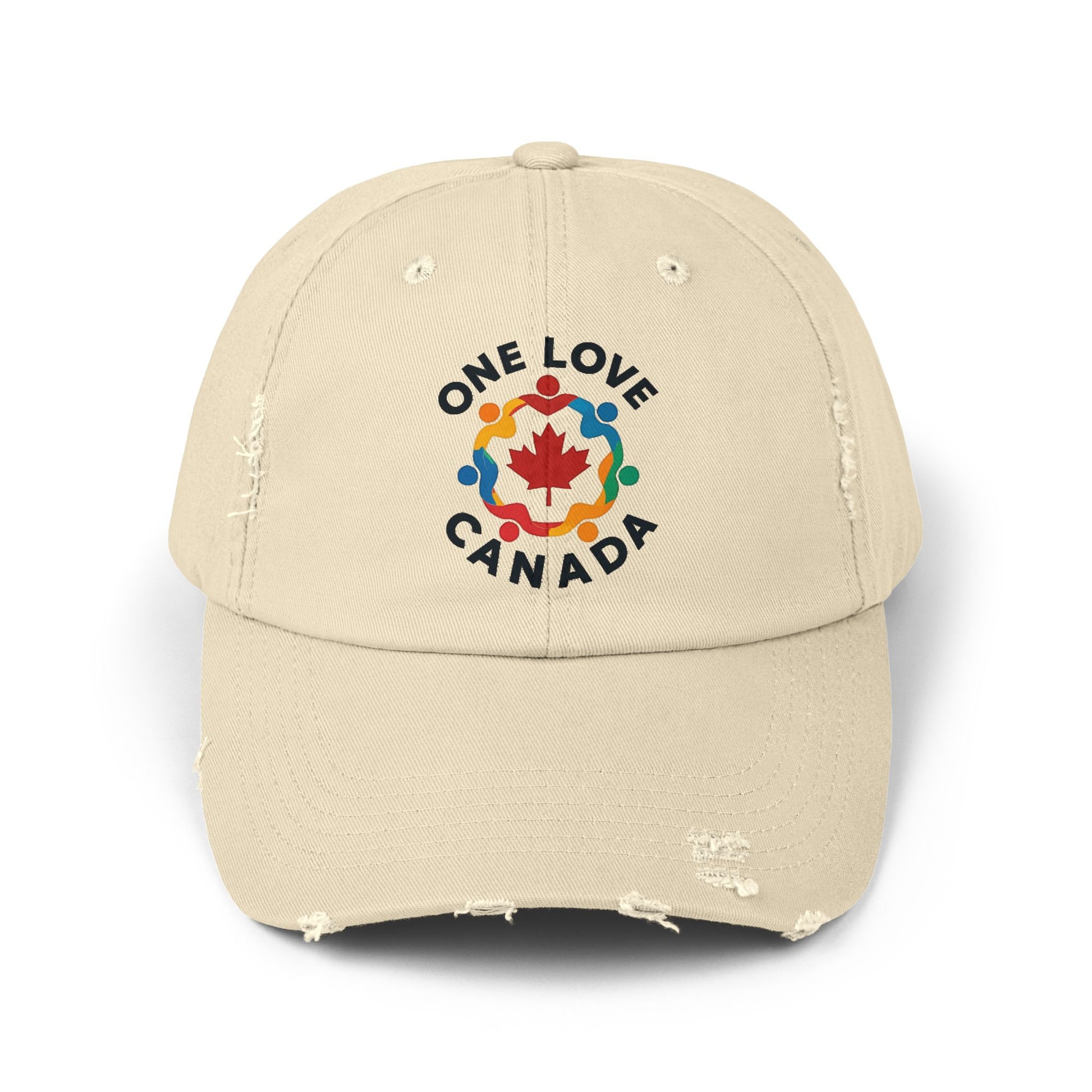 Colorful 'One Love Canada' Unisex Distressed Cap - Casual Style Outdoor Gear - OneLoveCanada
