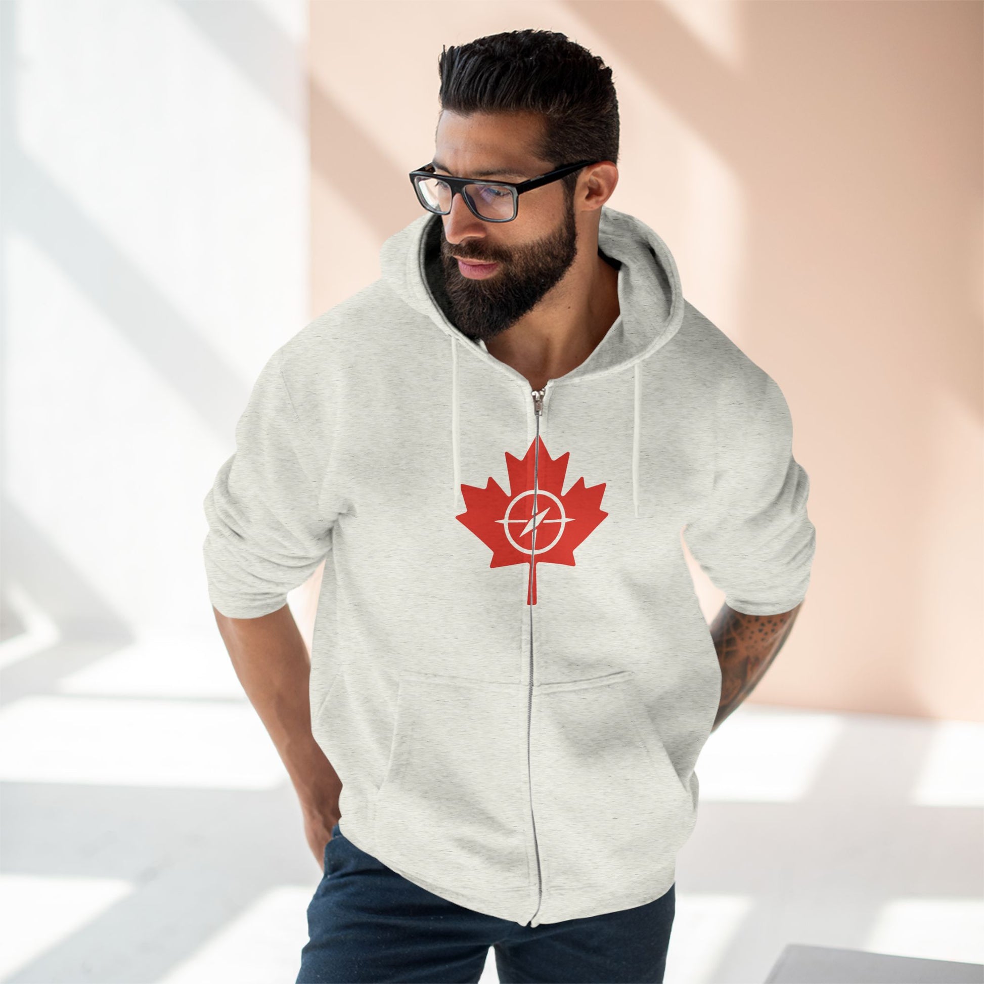 Cozy Canada Maple Leaf Zip Hoodie, Unisex Hoodie for Casual - OneLoveCanada