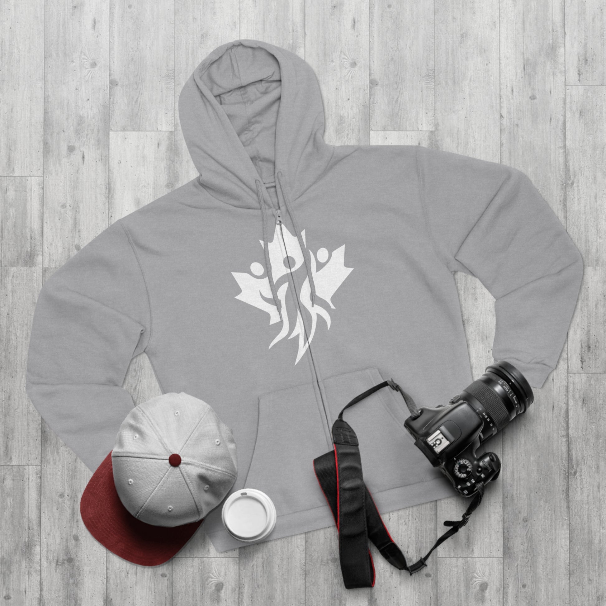 Cozy Unisex Hooded Zip Sweatshirt with Bold Graphic Design - OneLoveCanada