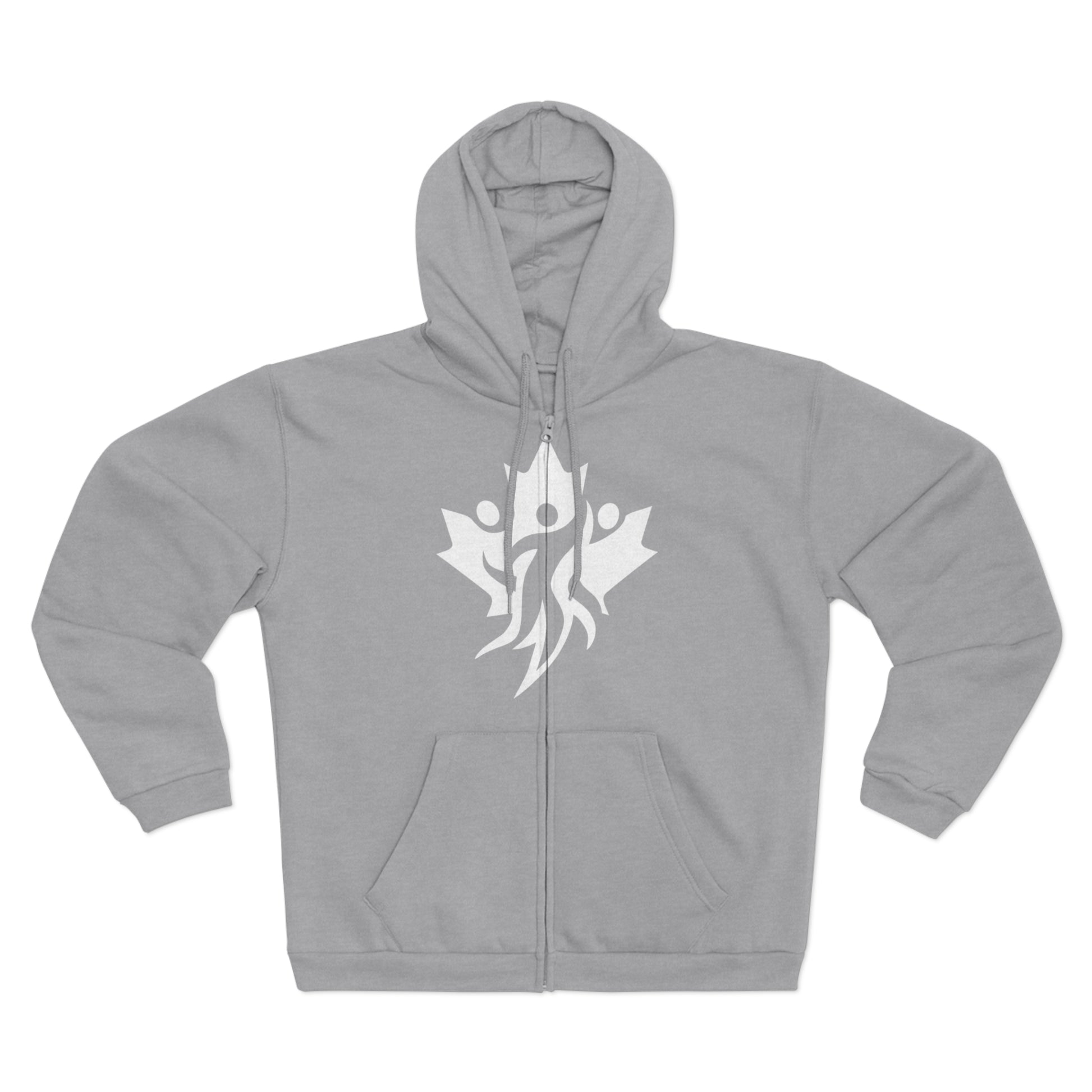 Cozy Unisex Hooded Zip Sweatshirt with Bold Graphic Design - OneLoveCanada