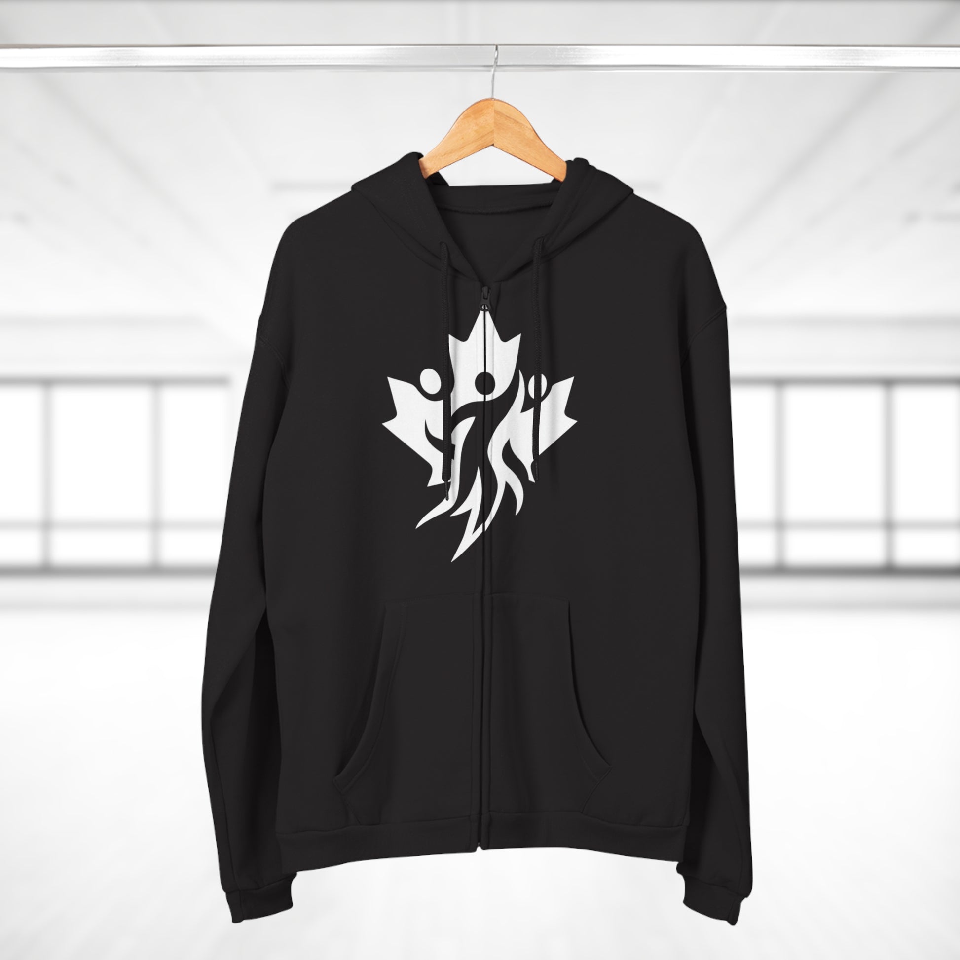 Cozy Unisex Hooded Zip Sweatshirt with Bold Graphic Design - OneLoveCanada