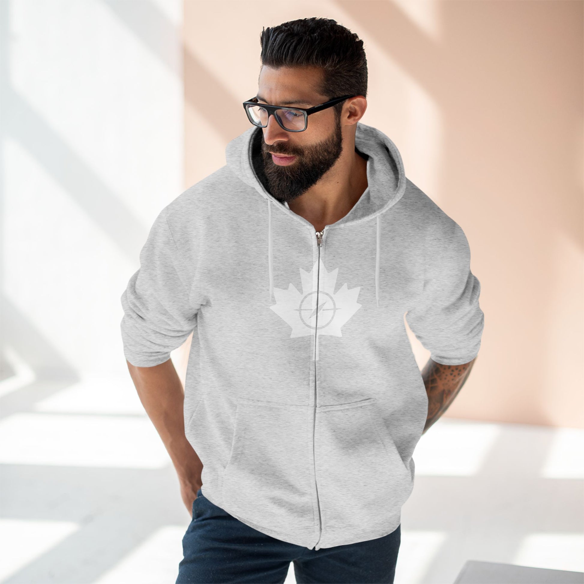 Cozy Canada Maple Leaf Zip Hoodie, Unisex Hoodie for Casual - OneLoveCanada