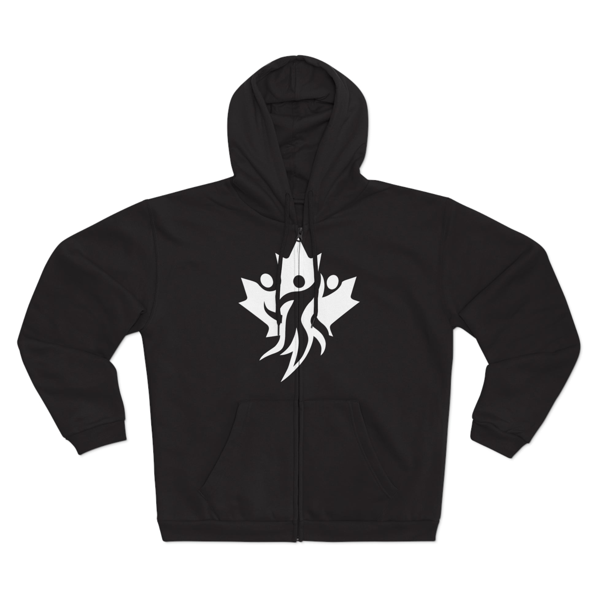 Cozy Unisex Hooded Zip Sweatshirt with Bold Graphic Design - OneLoveCanada