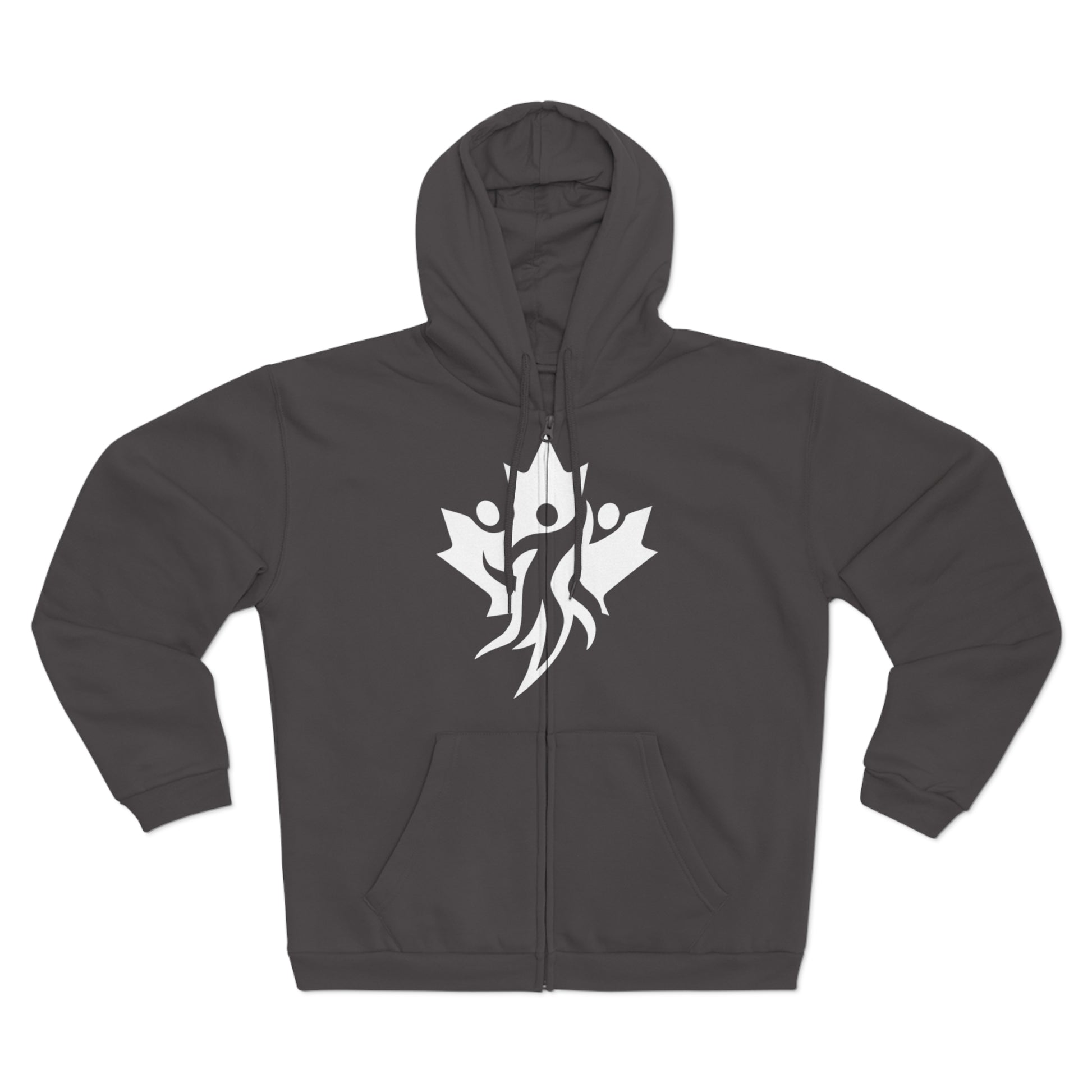 Cozy Unisex Hooded Zip Sweatshirt with Bold Graphic Design - OneLoveCanada