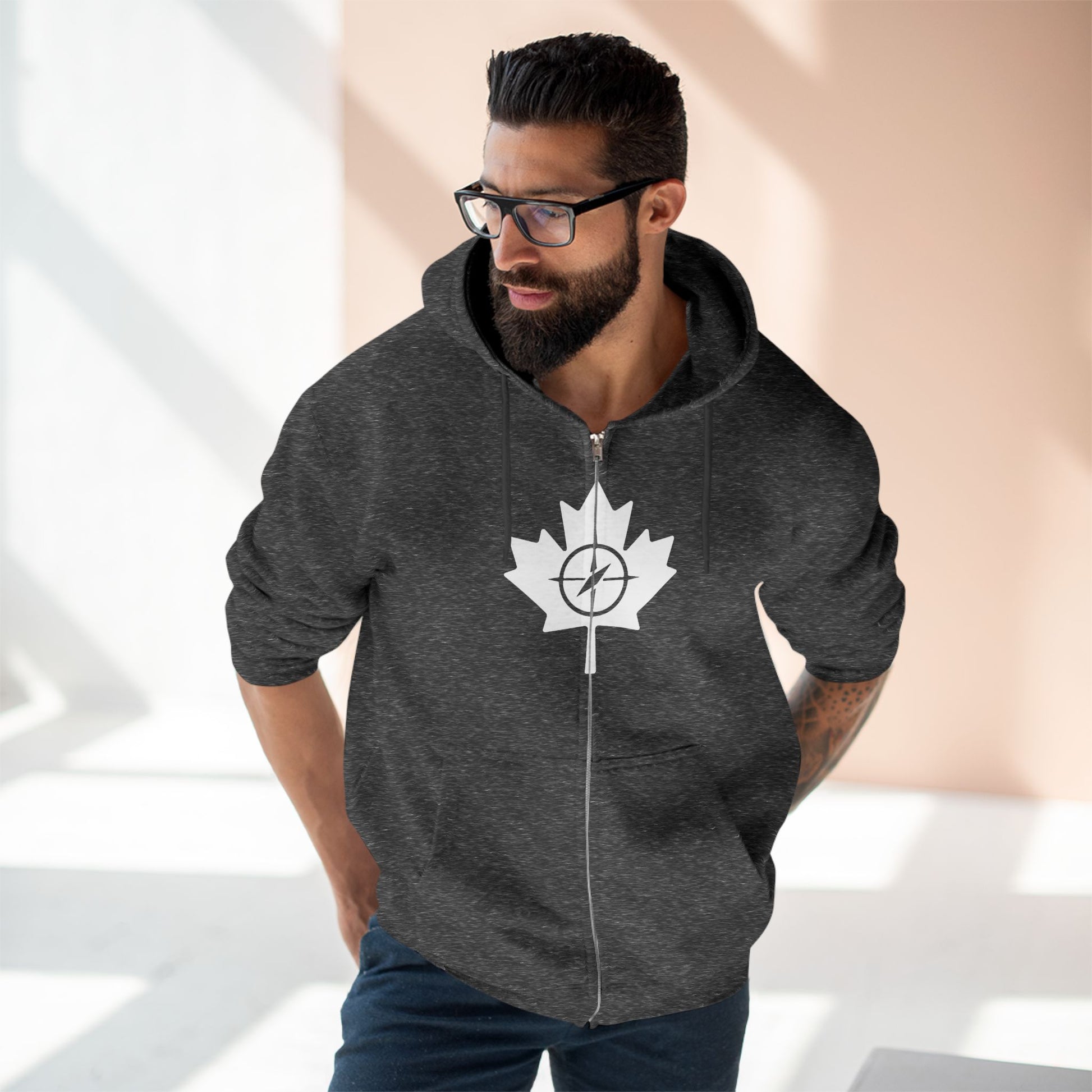 Cozy Canada Maple Leaf Zip Hoodie, Unisex Hoodie for Casual - OneLoveCanada