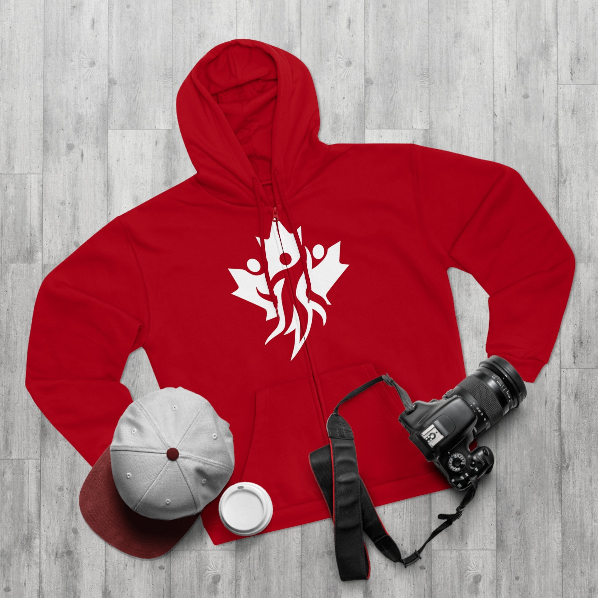 Cozy Unisex Hooded Zip Sweatshirt with Bold Graphic Design - OneLoveCanada