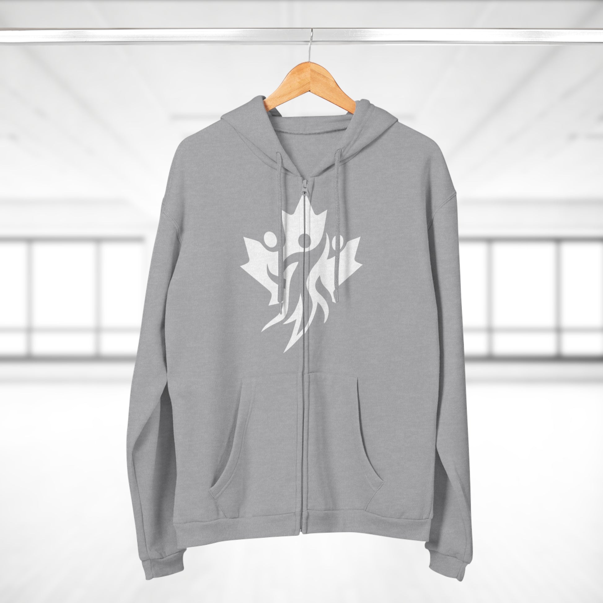 Cozy Unisex Hooded Zip Sweatshirt with Bold Graphic Design - OneLoveCanada