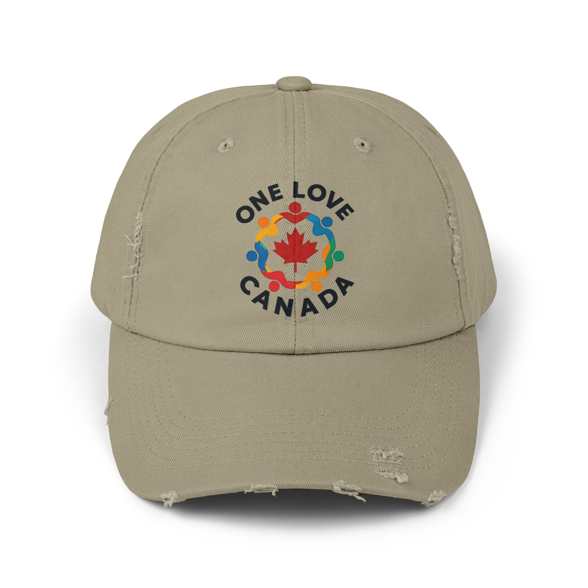 Colorful 'One Love Canada' Unisex Distressed Cap - Casual Style Outdoor Gear - OneLoveCanada