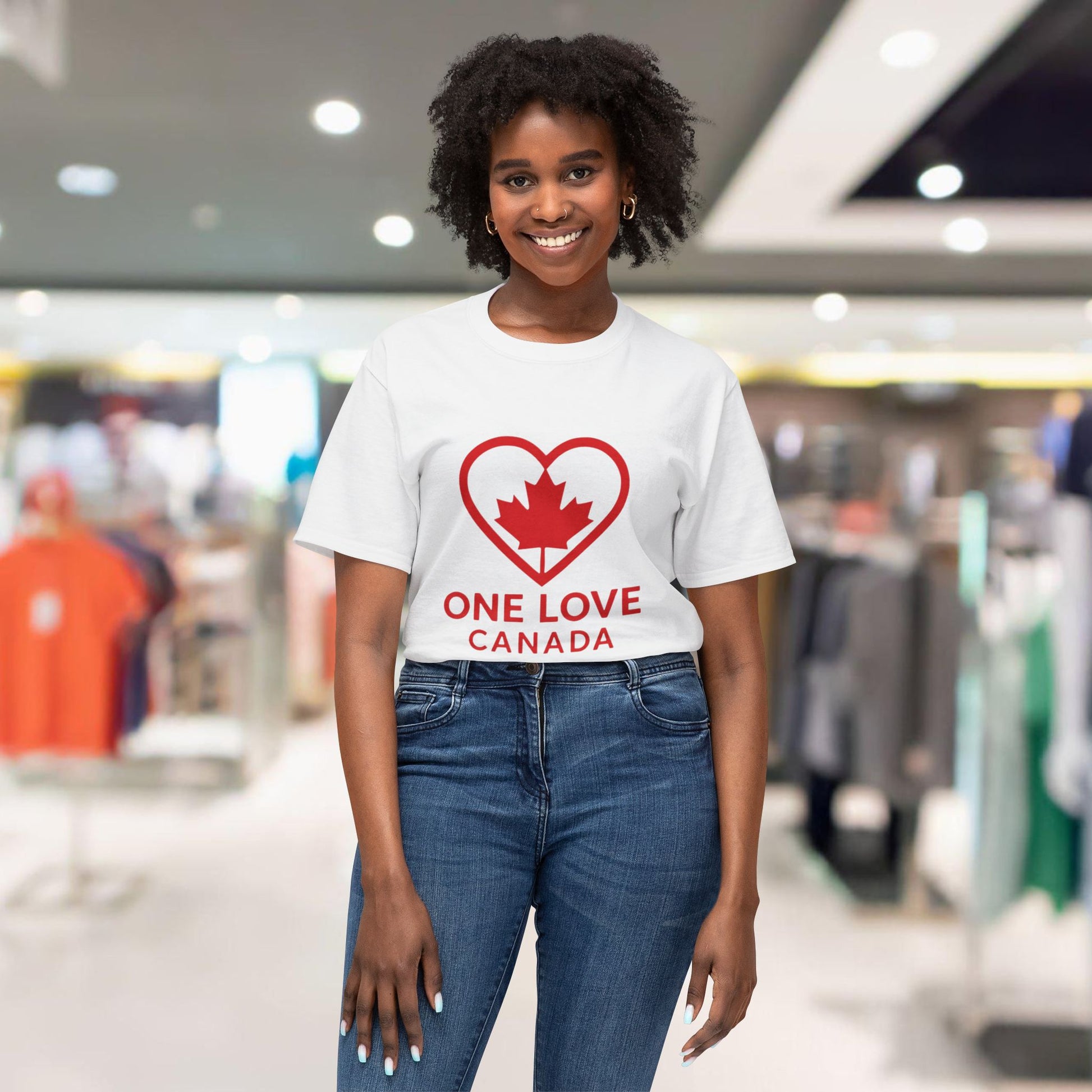 Love Canada Unisex T-shirt, Canadian Pride Tee, Heart Maple Leaf Shirt - OneLoveCanada