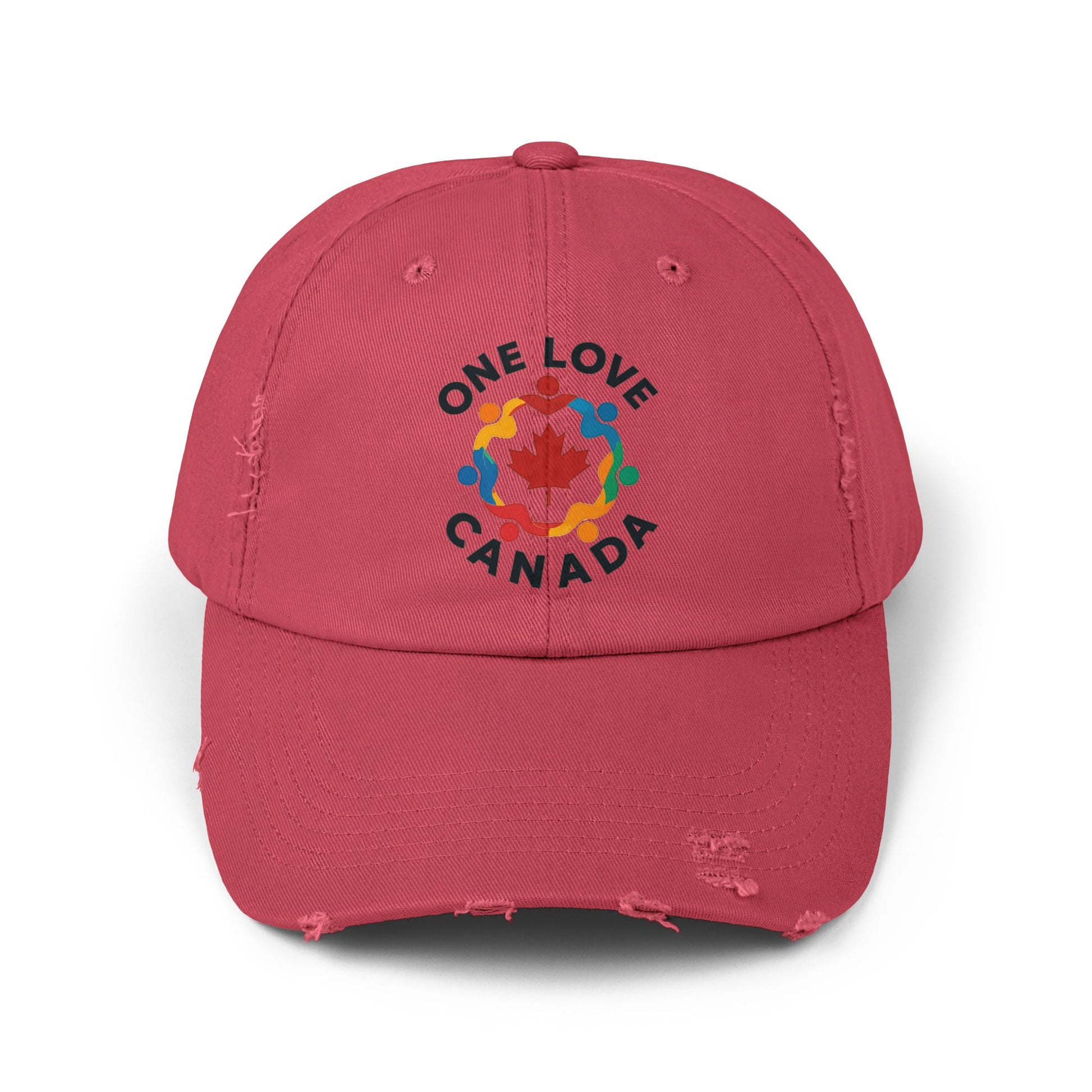 Colorful 'One Love Canada' Unisex Distressed Cap - Casual Style Outdoor Gear - OneLoveCanada