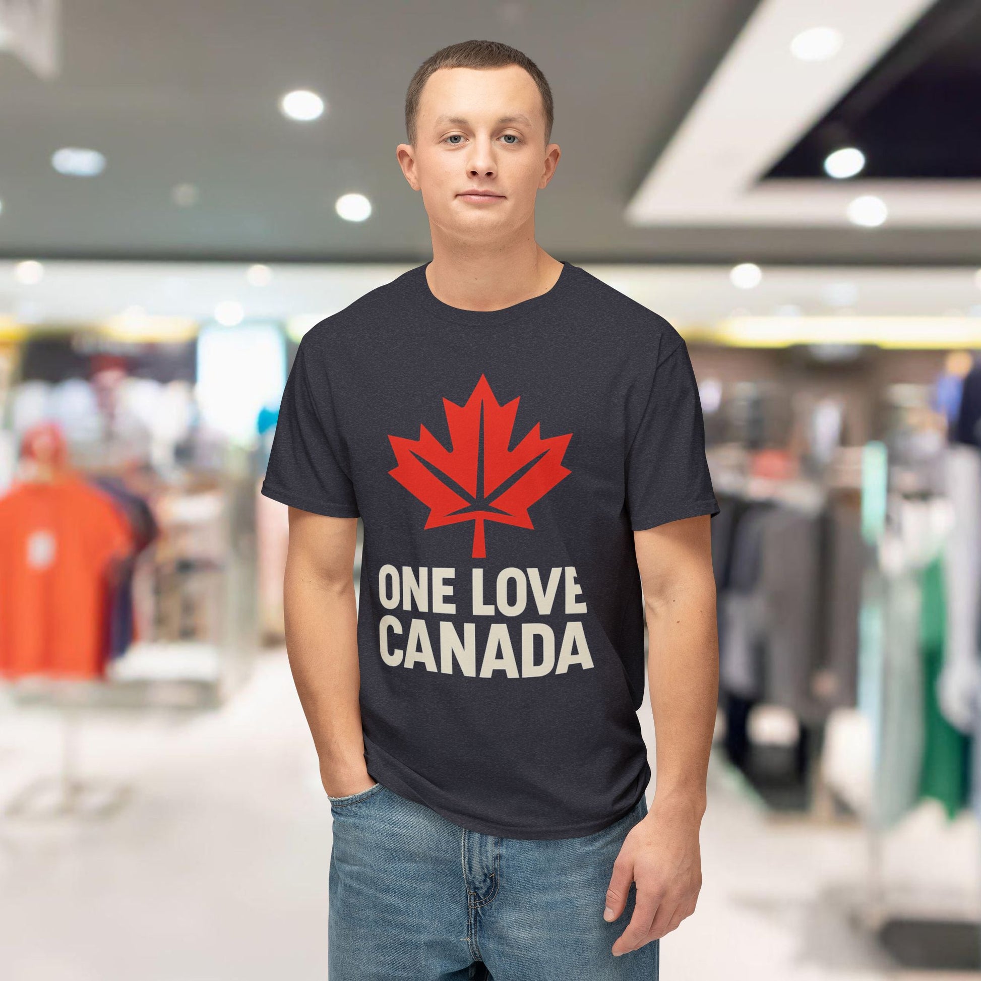 Love Canada Unisex T-shirt, Canadian Pride Tee, Heart Maple Leaf Shirt - OneLoveCanada