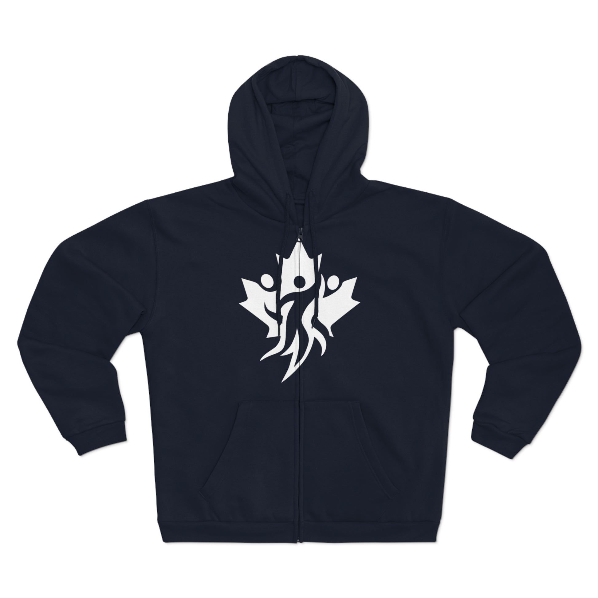 Cozy Unisex Hooded Zip Sweatshirt with Bold Graphic Design - OneLoveCanada