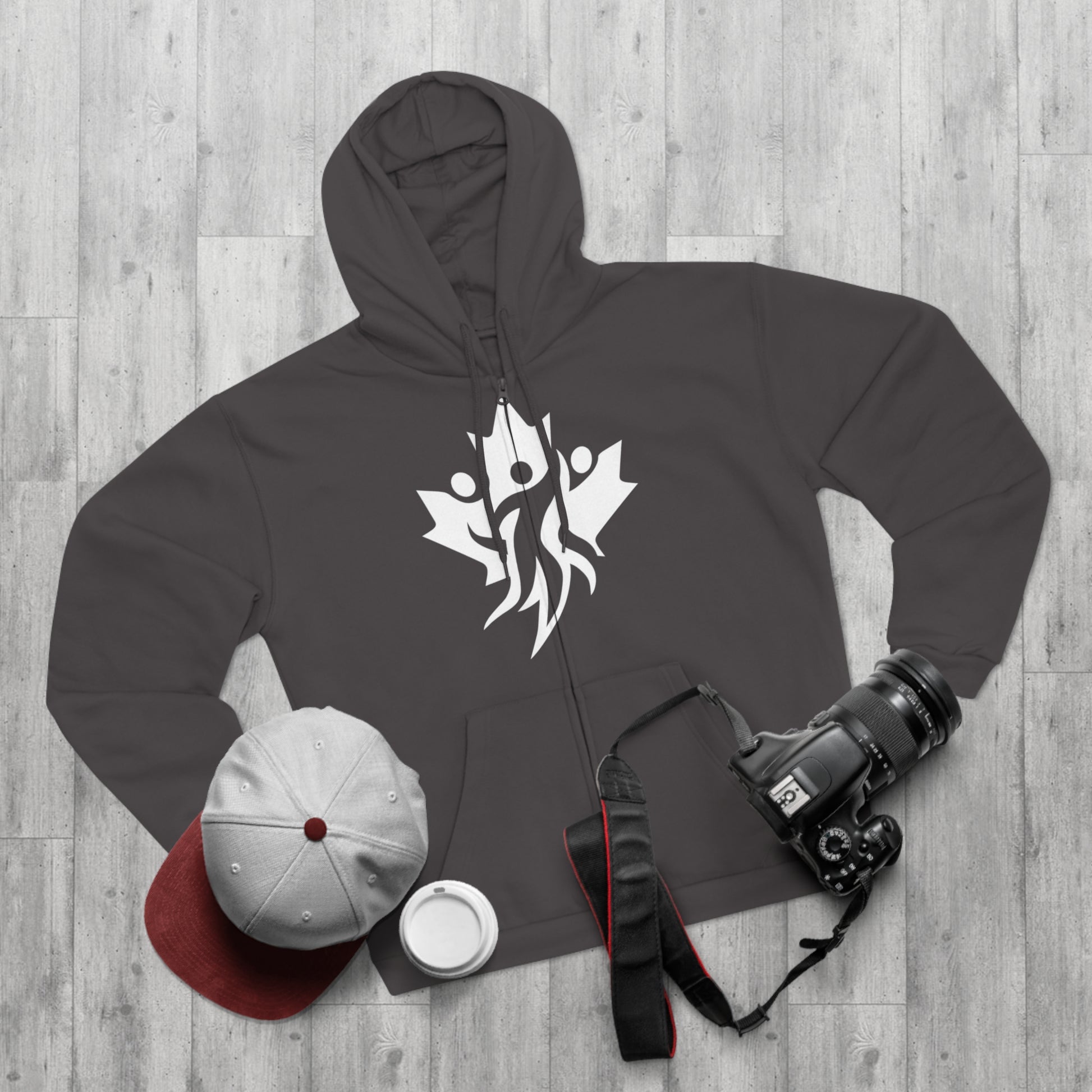 Cozy Unisex Hooded Zip Sweatshirt with Bold Graphic Design - OneLoveCanada