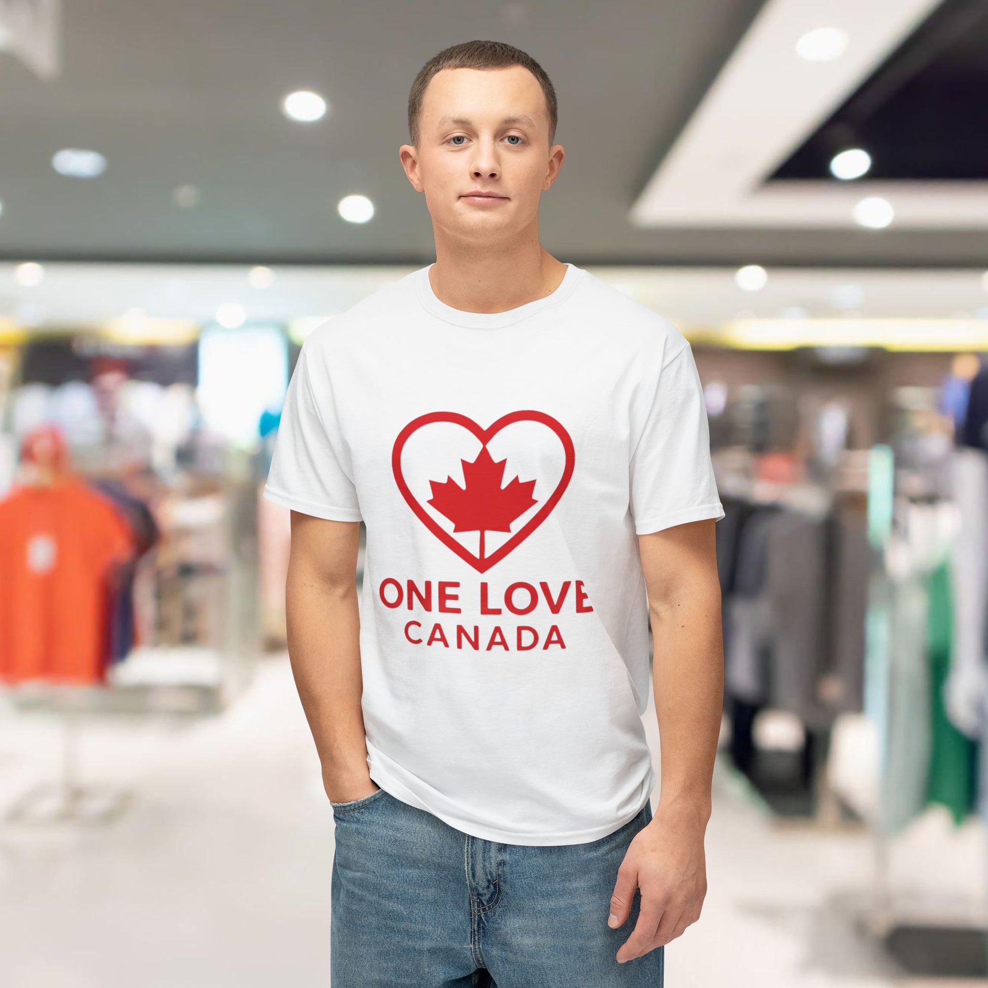 Love Canada Unisex T-shirt, Canadian Pride Tee, Heart Maple Leaf Shirt - OneLoveCanada