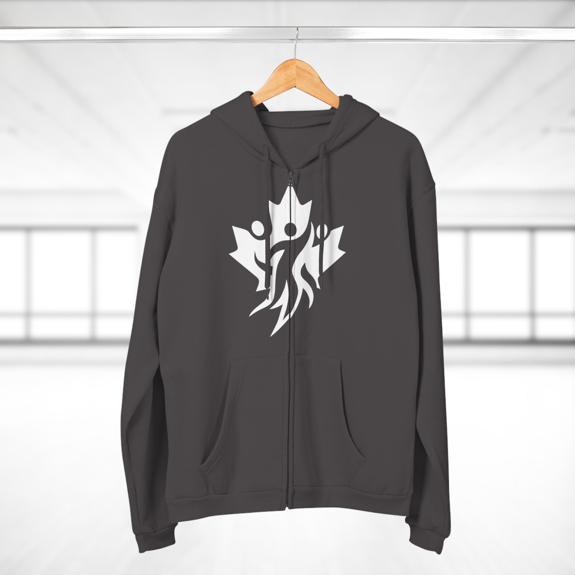 Cozy Unisex Hooded Zip Sweatshirt with Bold Graphic Design - OneLoveCanada