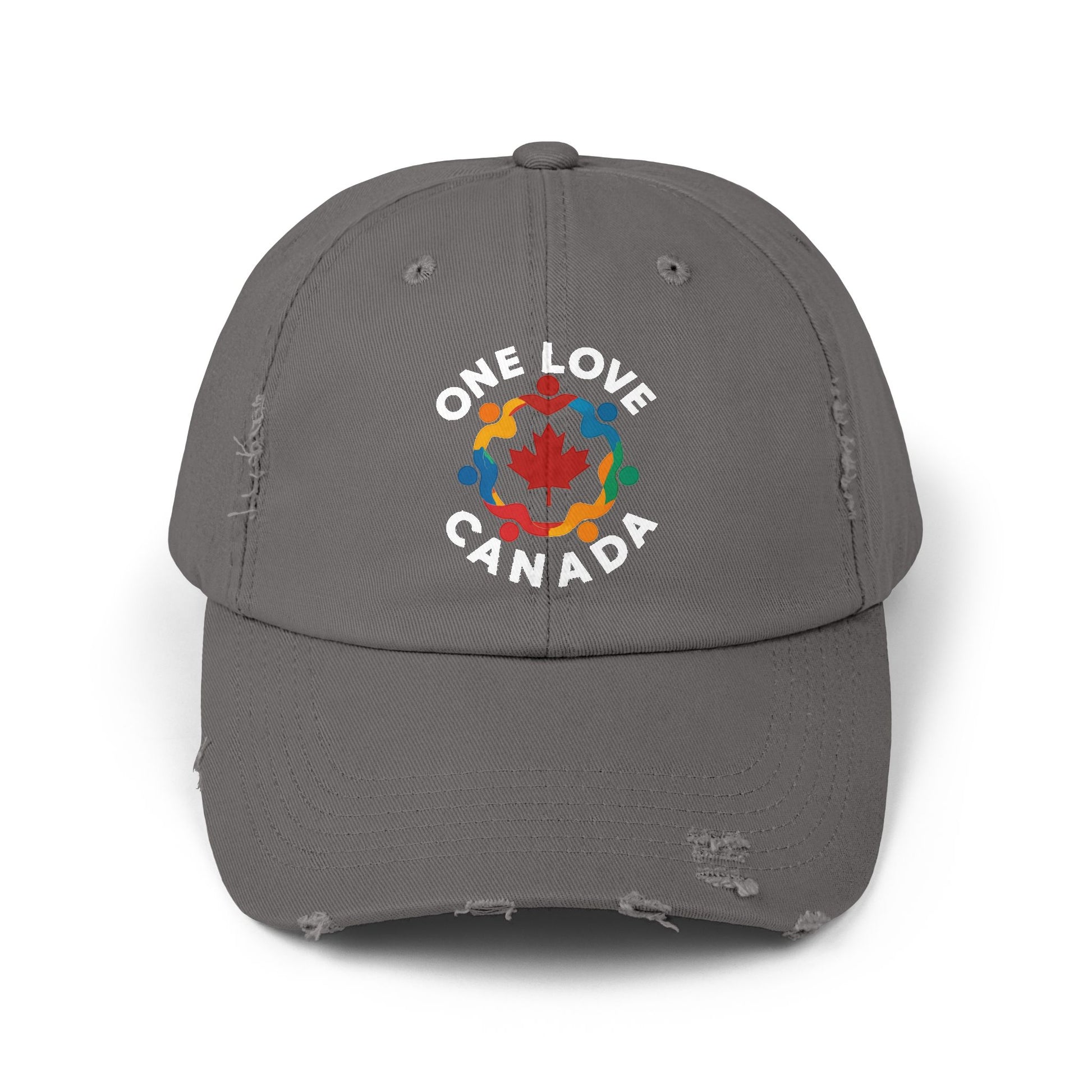 Colorful 'One Love Canada' Unisex Distressed Cap - Casual Style Outdoor Gear - OneLoveCanada