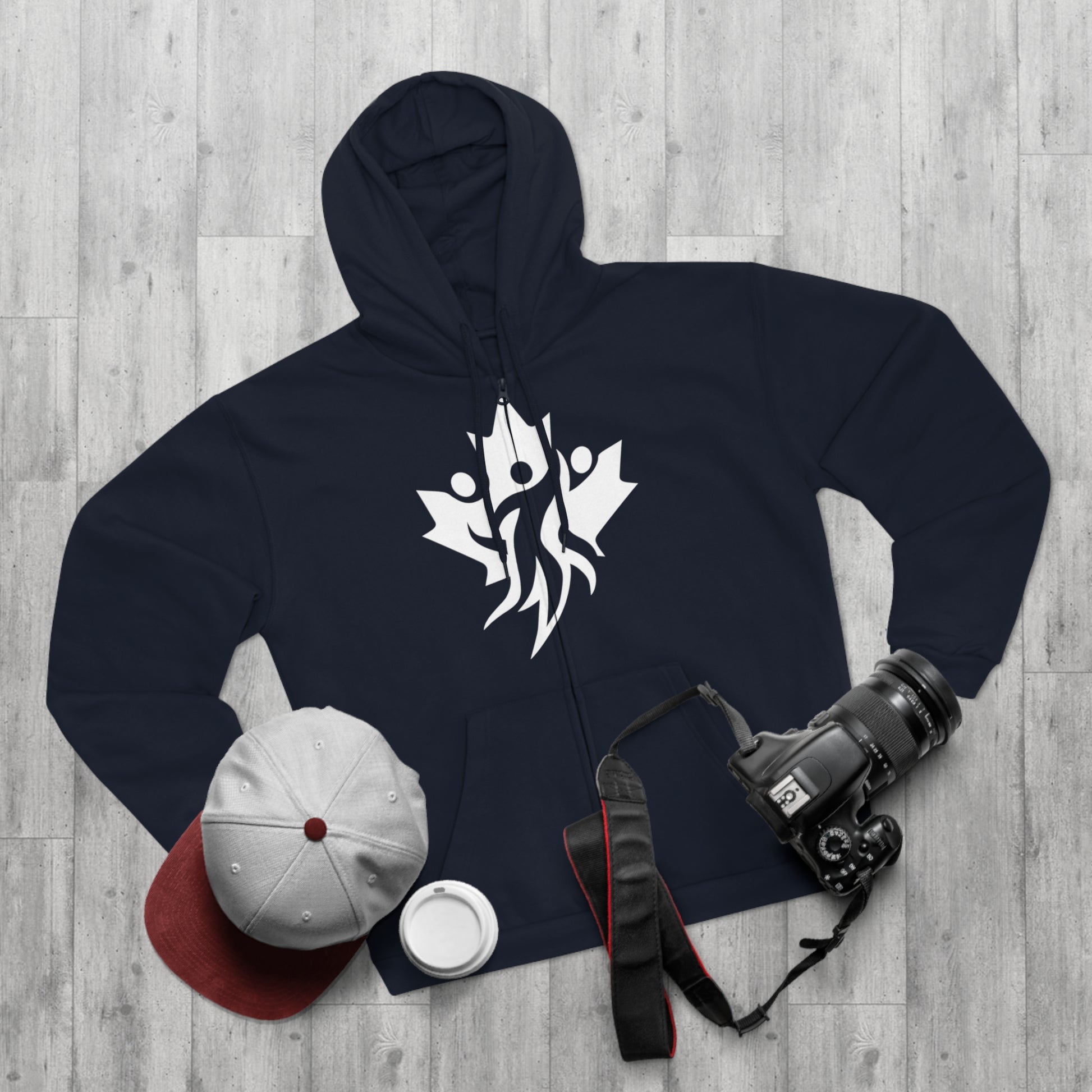 Cozy Unisex Hooded Zip Sweatshirt with Bold Graphic Design - OneLoveCanada