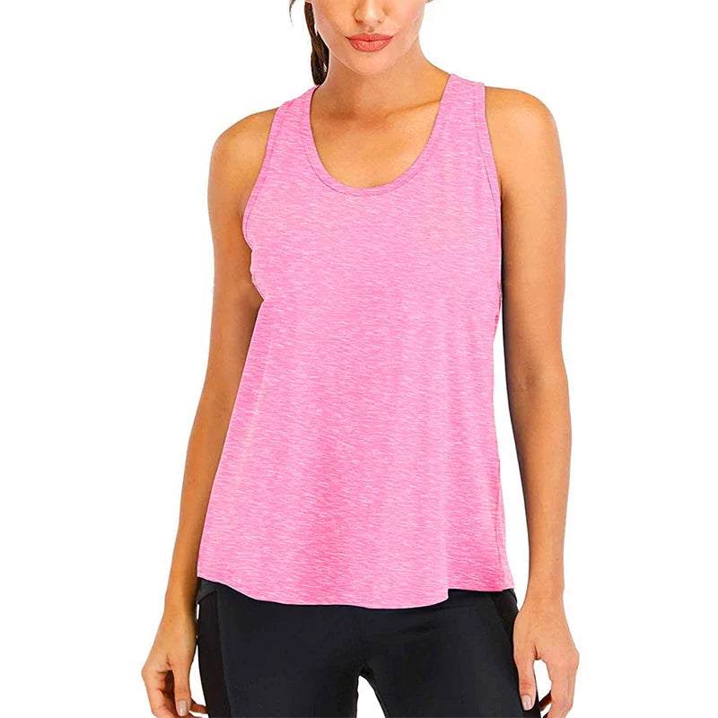 Yoga Shirt Female New Style T-Shirt Loose Fitness Tops Vest Women Sleeveless Sport Tee Quick-Drying Gym Running Workout Blouse - OneLoveCanada