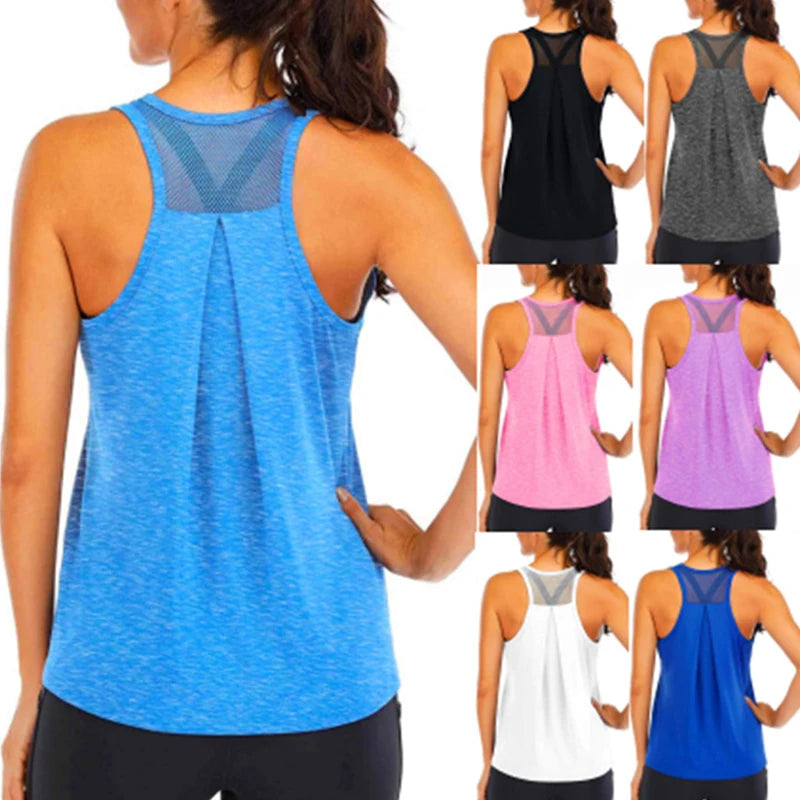 Yoga Shirt Female New Style T-Shirt Loose Fitness Tops Vest Women Sleeveless Sport Tee Quick-Drying Gym Running Workout Blouse - OneLoveCanada