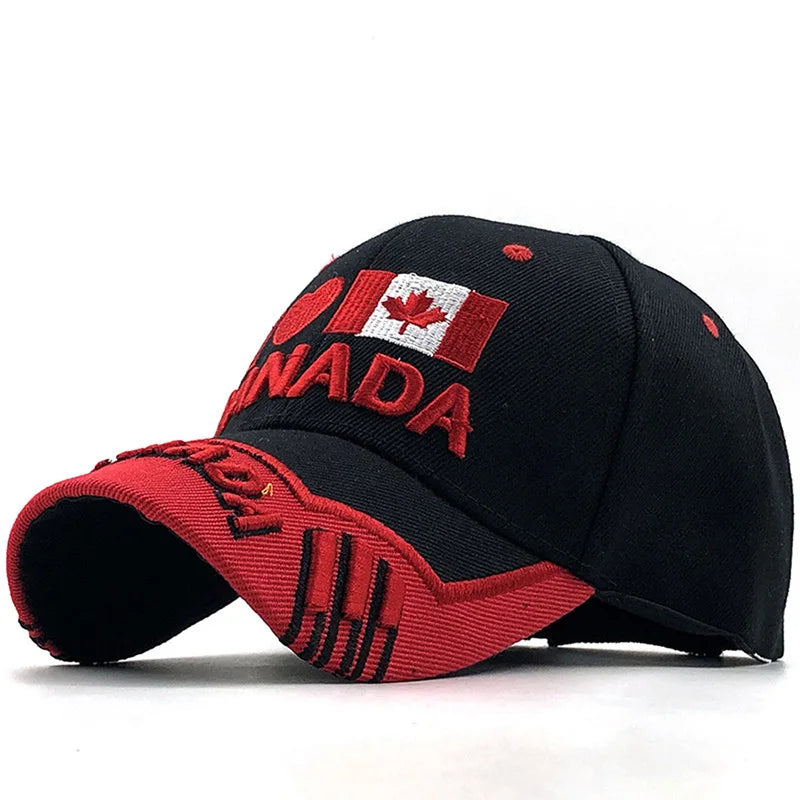 Canada Flag Baseball Cap Men Women Embroidered Outdoor Sports Sun Fashion Snapback 3D Maple Leaf Hip Hop Dad Hats Gorras H054 - OneLoveCanada