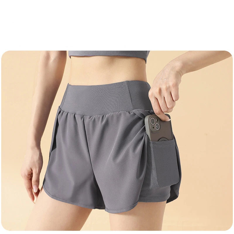 Yoga Shorts For Women Summer Fitness Shorts Biker Workout Running Sports Shorts Female Breathable Sportwear With Pocket - OneLoveCanada