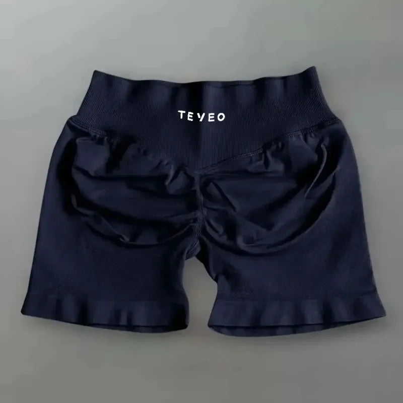 TEYEO Fashion Summer Women's Yoga Shorts Sports Running Breathable Comfortable High Waist Seamless Quick Drying Yoga Shorts