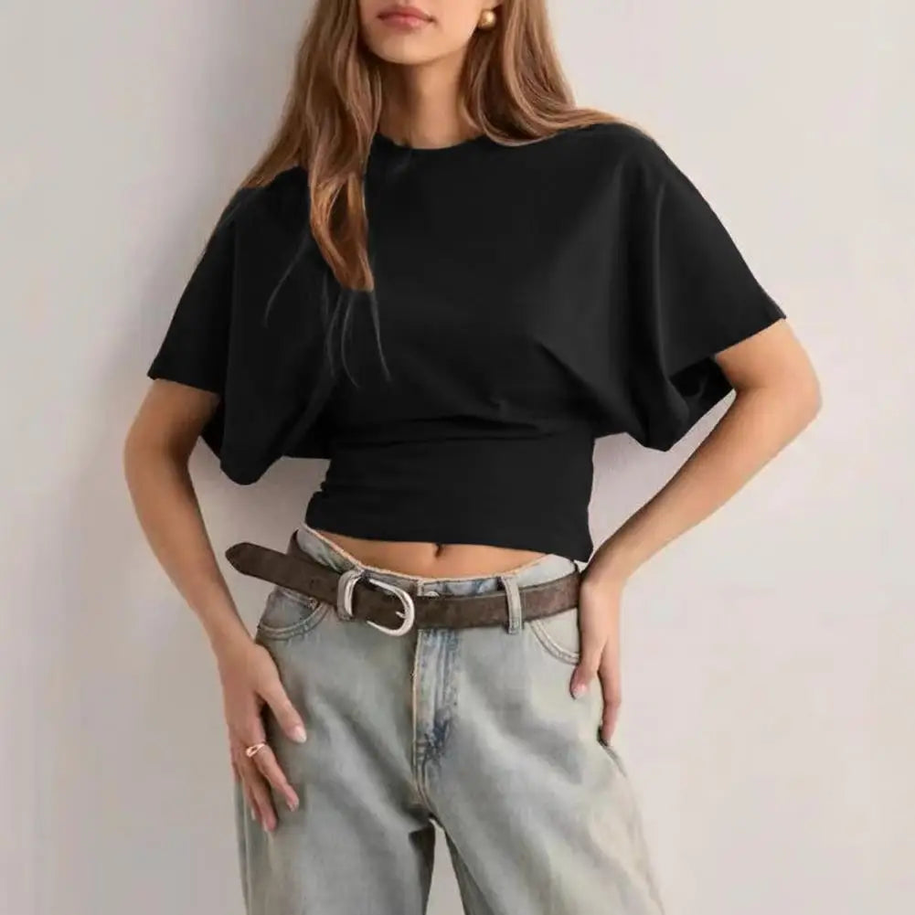 Casual Fashion Tops for Women Stylish Women's Solid Color T-shirt Collection Breathable Round Neck Tee Raglan for Work for Women - OneLoveCanada