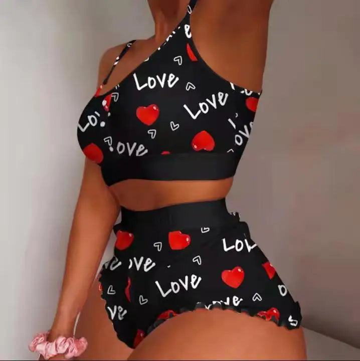 Ladies Loungewear Homewear 2 Pieces Set Women's Pajama Shorts Suit Multiple Print Underwear Sexy Lingerie Camisoles Tanks Nighty