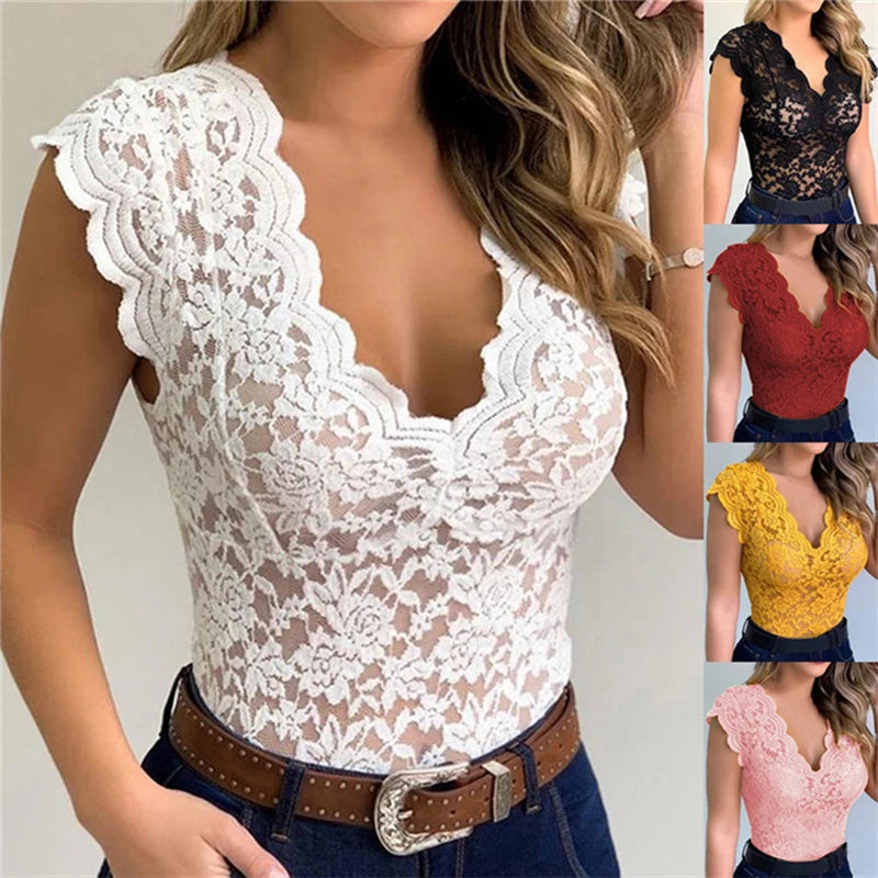 Women Tops Summer Sexy Lace Crochet Cardigan Casual Solid Color Trend Lace Hollow Out Top For Ladies - OneLoveCanada