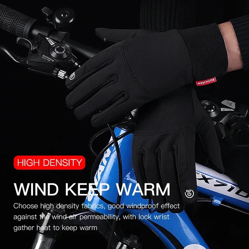 Non-slip Motorcycle Gloves for Men, Touch Screen, Black, Outdoor Cycling, Gym, Fitness, Sports, Running, Warm, Autumn, Winter