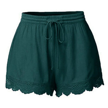 Shorts For Women Ruffle Hem Casual Shorts Plus Size Drawstring Lace Shorts