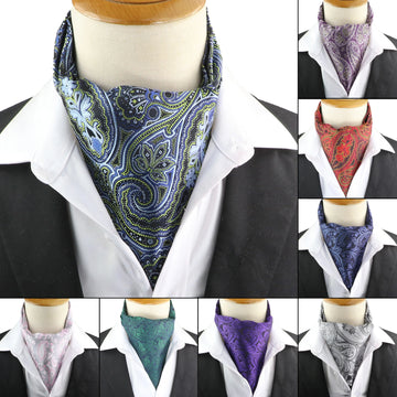 Men's Cravat Jacquard Paisley Dots Men Tie Wedding Formal Ascot Scrunch Self British Gentleman Polyester Soft Neck Tie Luxury