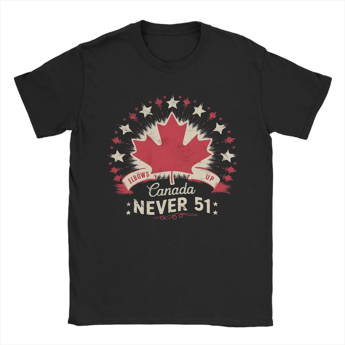 Men's Elbows Up Canada Never 51st State T Shirt  Cotton Tops Hipster Short Sleeve Round Neck Tees Plus Size T-Shirts - OneLoveCanada