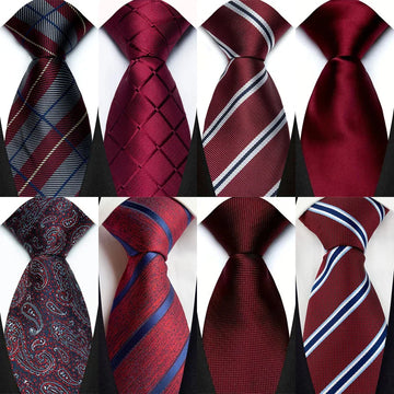 Luxury 8CM Mens Necktie Red Color Dot Stripes Solid Paisley Tie For Man Groom Jacquard Woven Neck Tie For Business Wedding Party