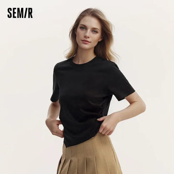Semir Short-Sleeved T-Shirt For Women Short And Slimming With A Small Surprise New In 2024 Summer Pure Cotton Top