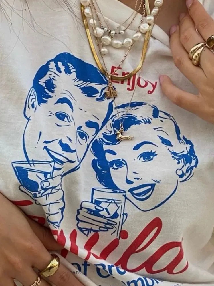 1001 Enjoy Tequila Retro Graphic Tees Women Cute Funny Alcohol Drinking T-Shirts Vintage Fashion T Shirts Tops Unisex Clothing - OneLoveCanada