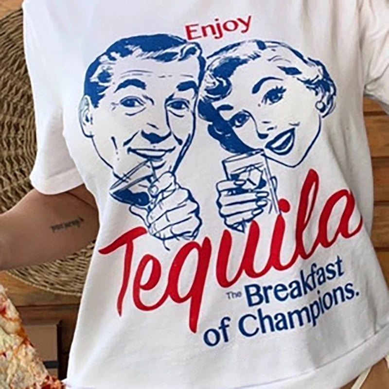 1001 Enjoy Tequila Retro Graphic Tees Women Cute Funny Alcohol Drinking T-Shirts Vintage Fashion T Shirts Tops Unisex Clothing - OneLoveCanada