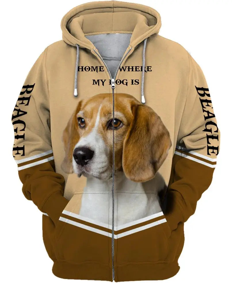 Home Is Where My Dog Is Beagle hoodies 3D Printed Zipper Hoodies/Sweatshirts women for men Halloween cosplay costumes
