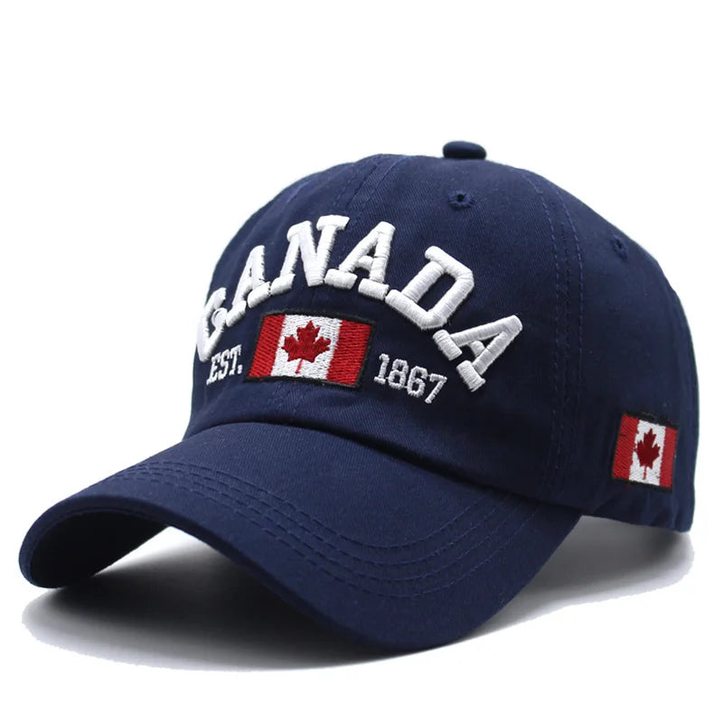 Pure Cotton Men Women Canada Embroidered Maple Leaf Flag Cap Hat One Size Adjustable Strap - OneLoveCanada