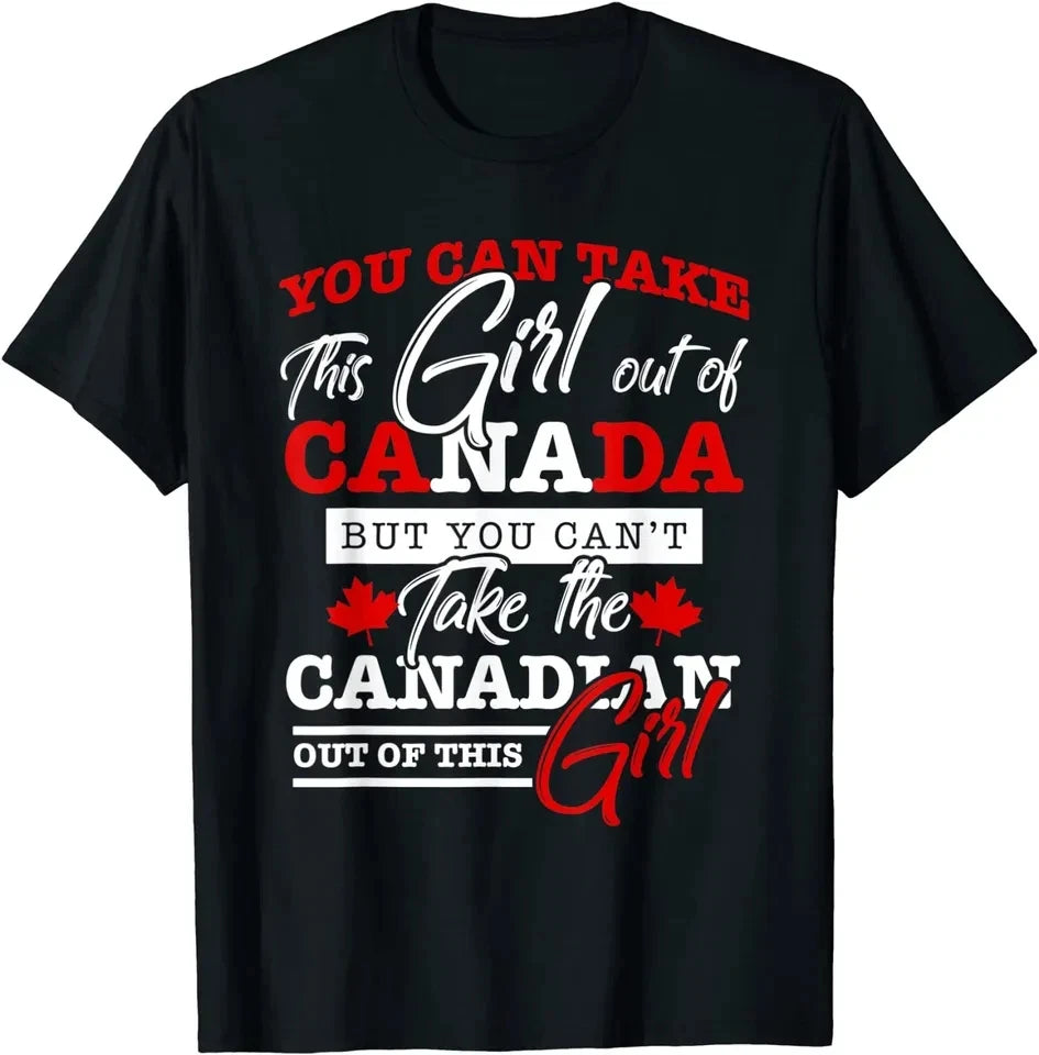 2025 Canadian Girl Women Gifts Maple Leaf Canada Unisex T-shirt Printed Short Sleeve Summer Cotton Round Neck T-shirt - OneLoveCanada