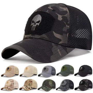 Sunscreen Hat Unisex Skull Embroidered Top with Patch BreathableBaseball Caps Spring and Autumn Outdoor Adjustable Casual Hat