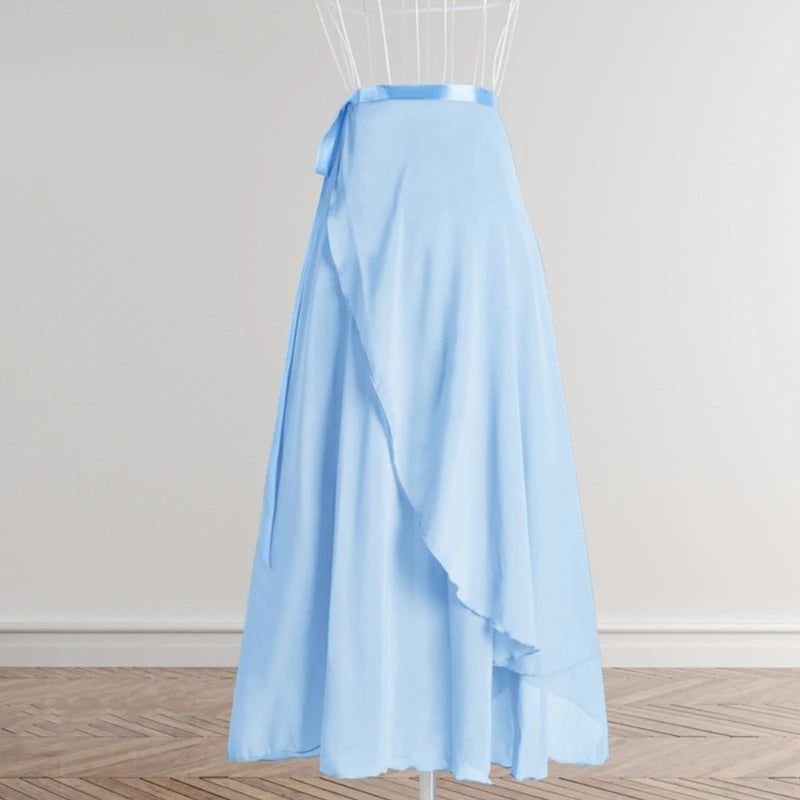 Long Dance Skirts for Women Wrap Skirt Girl Asymmetric Ballet Wrap Skirt
