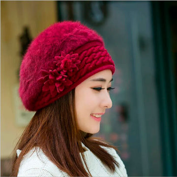 Women's Winter Hats rabbit knitting wool skullies female warn hat cap wholesale Fur Beanies Hats Adults Casual Female Skullies