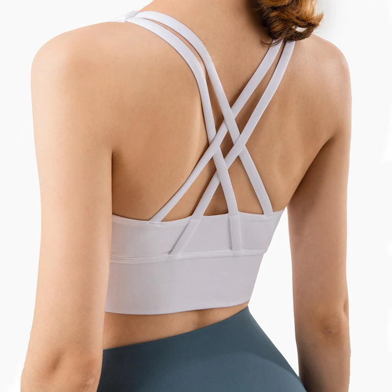 Sports yoga bra, cross back, high-quality running, fitness, cycling, quick drying, breathable gathering, women's bra - OneLoveCanada
