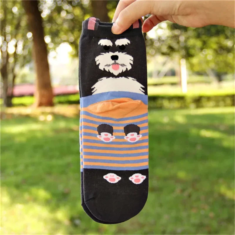Fashion Women Art Cotton Socks Autumn-Winter Colorful Lovely Pug Shiba Inu Corgi Patterned Sock Ladies Female Funny Cartoon Sock