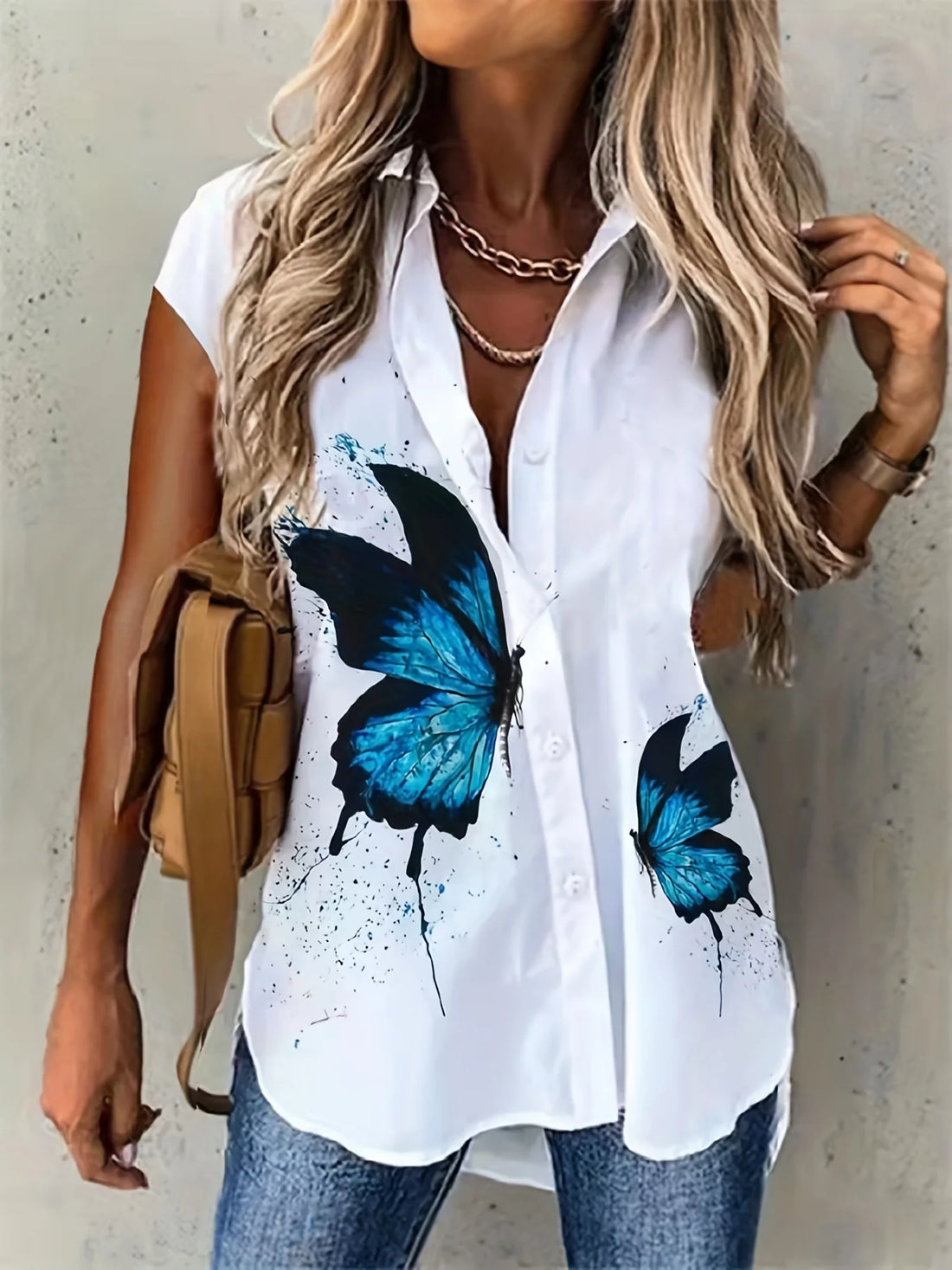 Elegant Loose Blouse Woman Fashion Temperament Sleeve Woman Shirt Printed Casual Woman Shirt Holiday Top