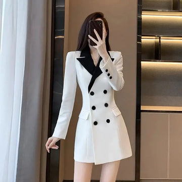 Long-sleeved Waisted Suit Dress for Women in Spring New Commuting High-end Temperament Professional Slim Skirt