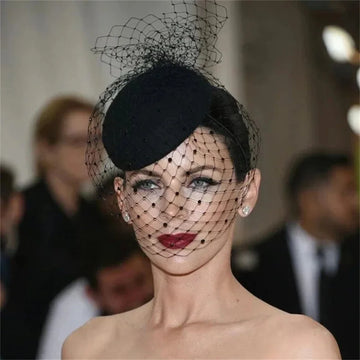 Black Veil Top Hat Retro Fascinator Hat Women Wedding Hair Accessories Dinner Party Headdress Bride Headpiece Headband Jewelry