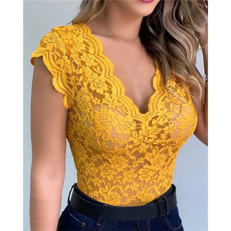 Women Tops Summer Sexy Lace Crochet Cardigan Casual Solid Color Trend Lace Hollow Out Top For Ladies - OneLoveCanada