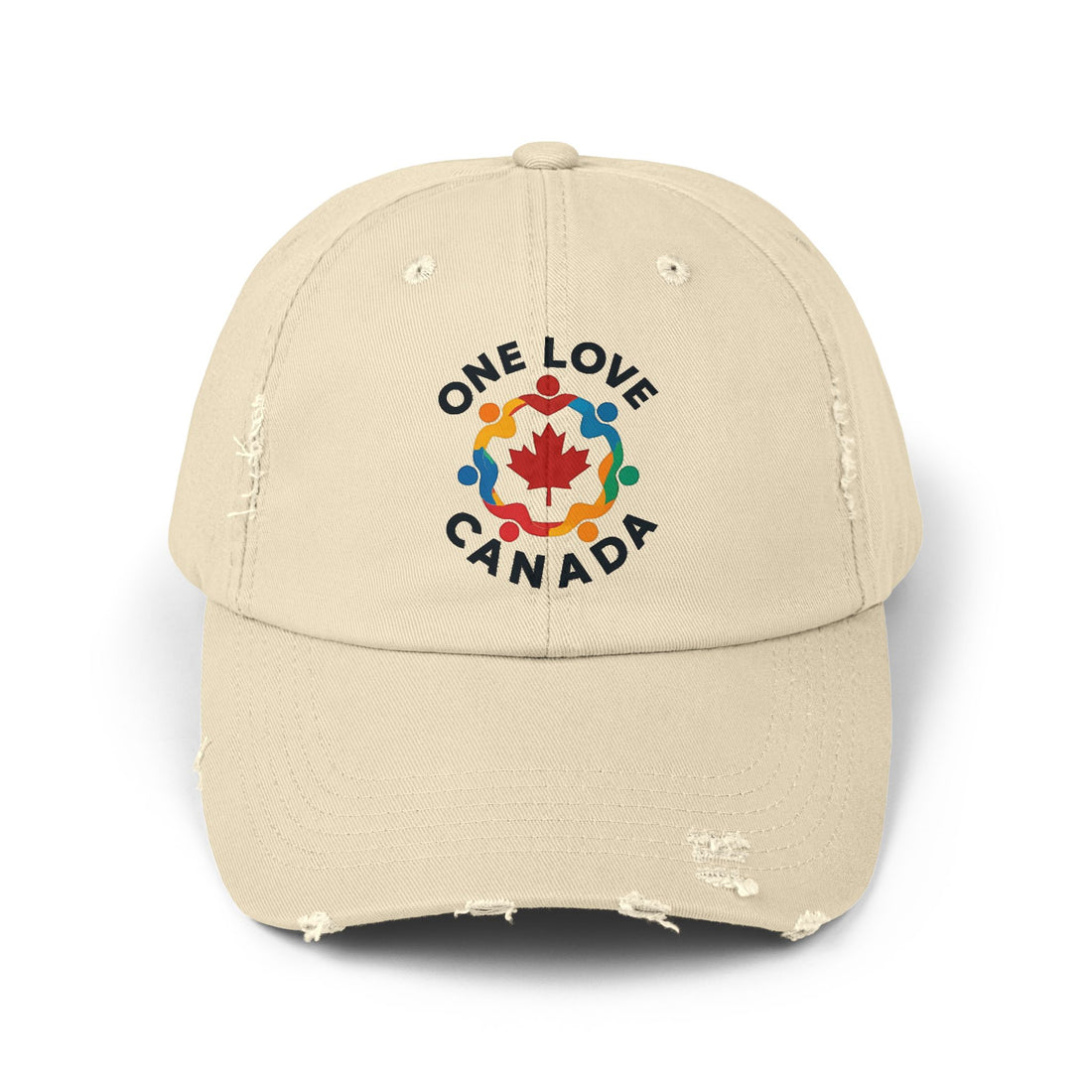 Colorful 'One Love Canada' Unisex Distressed Cap - Casual Style Outdoor Gear - OneLoveCanada